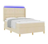 vidaXL Letto a molle con materasso con led Crema 140 x 200 cm Tessuto, Camera da letto, Setup per il sonno moderno, Soluzione letto minimalista, Tessuto, Telaio del materasso, Decorazione in polieste