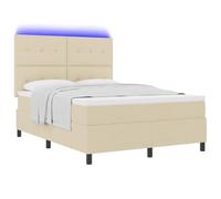 vidaXL Letto a molle con materasso con led Crema 160 x 200 cm Tessuto, Mobili per camera moderna, letto comodo con luci LED, testiera regolabile, materasso elegante e robusto
