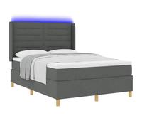 vidaXL Letto a molle con materasso con led Grigio 140 x 200 cm Tessuto, Camera da letto, Setup per il sonno moderno, Soluzione letto minimalista, Tessuto, Telaio del materasso, Decorazione in poliest