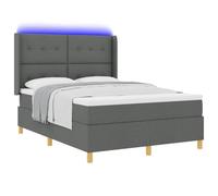 vidaXL Letto a molle con strisce LED Grigio 140 x 200 cm Tessuto