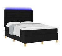 vidaXL Letto a molle con materasso con led Nero 160 x 200 cm Tessuto, Camera da letto, Setup per il sonno moderno, Soluzione letto minimalista, Tessuto, Telaio del materasso, Decorazione in poliester