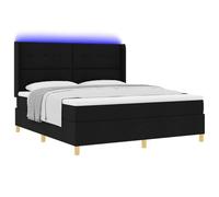 vidaXL Letto a molle con materasso con led Nero 180 x 200 cm Tessuto, Camera da letto, Setup per il sonno moderno, Soluzione letto minimalista, Tessuto, Telaio del materasso, Decorazione in poliester