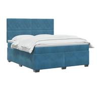 vidaXL Letto a molle, con materasso con testiera, blu, 140 x 200 cm, in velluto, per camera da letto, design moderno, in velluto, testiera regolabile, materasso a rigidità media, per un sonno