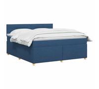 vidaXL Letto a molle con materasso con testiera, blu, 160 x 200 cm, in tessuto, per camera da letto, letto moderno con testiera regolabile, materasso a media rigidità, mobili comodi per un sonno