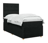 vidaXL Letto a molle con materasso con testiera, nero, 90 x 200 cm, tessuto, camera da letto moderna, letto imbottito, testiera regolabile, materasso a molle, comoda base a doghe