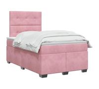 vidaXL Letto a molle, con materasso con testiera, rosa, 120 x 190 cm, in velluto, per camera da letto, design moderno, in velluto, testiera regolabile, materasso a rigidità media, per un sonno