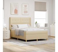 vidaXL Letto con Molle e Materasso, Colore Crema, 140 x 200 cm. Design Moderno in Tessuto, Comodo e Resistente. Struttura in Legno, Una Bella Soluzione per Il Sonno, Include Set di Accessori. Adatto