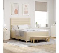 vidaXL Letto a molle con materasso Crema 160 x 200 cm Tessuto