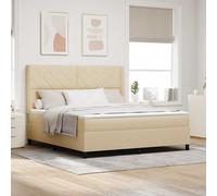 vidaXL Letto a molle con materasso Crema 180 x 200 cm Tessuto