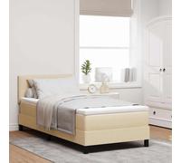 vidaXL Letto a molle con materasso Crema 90 x 190 cm Tessuto