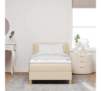 vidaXL Letto a molle con materasso crema, 90 x 190 cm. Testiera regolabile, altezza personalizzabile, rivestimento rimovibile. Design moderno con schiuma ad alta densità. Struttura per mobili da cam