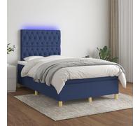 vidaXL Letto a Molle con Materasso e LED Blu 120x200cm in Tessuto