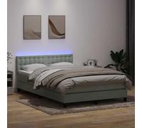 vidaXL Letto a Molle con Materasso e LED Grigio Chiaro 160x220cm Velluto