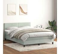 vidaXL Letto a Molle con Materasso e LED Grigio Chiaro 160x220cm Velluto