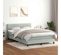 vidaXL Letto a Molle con Materasso e LED Grigio Chiaro 160x220cm Velluto