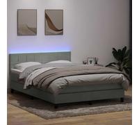 vidaXL Letto a Molle con Materasso e LED Grigio Chiaro 160x220cm Velluto