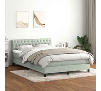 vidaXL Letto a Molle con Materasso e LED Grigio Chiaro 160x220cm Velluto