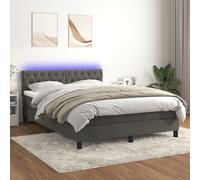 vidaXL Letto a Molle con Materasso e LED Grigio Scuro 140x200 cm