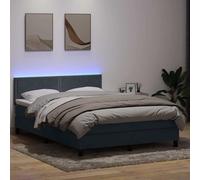 vidaXL Letto a Molle con Materasso e LED Grigio Scuro 160x210 cm Velluto
