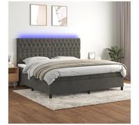 Letto a molle con materasso e led grigio scuro 200x200 cm