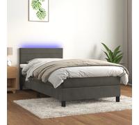 vidaXL Letto a Molle con Materasso e LED Grigio Scuro 80x200cm Velluto