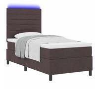 vidaXL Letto a Molle con Materasso e LED Marrone Scuro, 90 x 200 cm. È Un Telaio in Tessuto Intelligente, Perfetto per la Tua Camera da Letto, Che Offre Spazio e Comfort con Uno Stile Moderno.