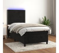 vidaXL Letto a Molle con Materasso e LED Nero 100x200 cm in Velluto