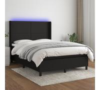 vidaXL Letto a Molle con Materasso e LED Nero 140x190 cm in Tessuto
