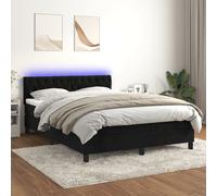 vidaXL Letto a Molle con Materasso e LED Nero 140x190 cm in Velluto