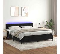 vidaXL Letto a Molle con Materasso e LED Nero 180x200 cm in Velluto