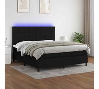 vidaXL Letto a Molle con Materasso e LED Nero 180x200cm in Tessuto