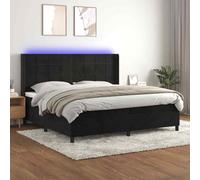 VidaXL Letto a Molle con Materasso e LED Nero 200x200 cm in Velluto