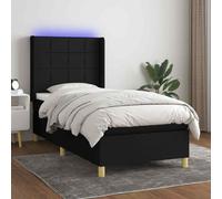 vidaXL Letto a Molle con Materasso e LED Nero 80x200 cm in Tessuto