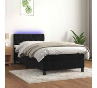 VidaXL Letto a Molle con Materasso e LED Nero 80x200 cm in Velluto