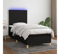 vidaXL Letto a Molle con Materasso e LED Nero 90x190 cm in Tessuto