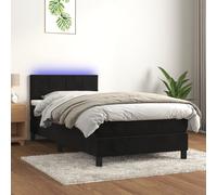 vidaXL Letto a Molle con Materasso e LED Nero 90x200 cm in Velluto