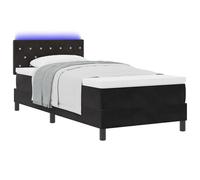 vidaXL Letto a Molle con Materasso e LED Nero 90x200 cm VellutoLetti moderni