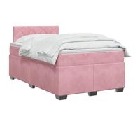 vidaXL Letto a molle con materasso e LED rosa, 120 x 190 cm, velluto | Illuminazione versatile con strisce LED USB, regolazione in altezza con testiera flessibile, sensazione equilibrata per tutti