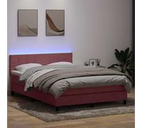 vidaXL Letto a Molle con Materasso e LED Rosa 160x220 cm in Velluto