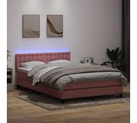 vidaXL Letto a Molle con Materasso e LED Rosa 160x220 cm in Velluto