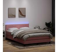 vidaXL Letto a Molle con Materasso e LED Rosa 160x220 cm in Velluto