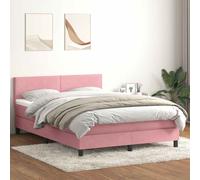 vidaXL Letto a Molle con Materasso e LED Rosa 160x220 cm in Velluto