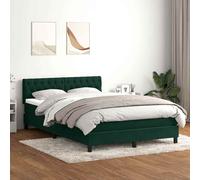 vidaXL Letto a Molle con Materasso e LED Verde Scuro 160x220 cm Velluto