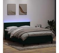 vidaXL Letto a Molle con Materasso e LED Verde Scuro 160x220 cm Velluto