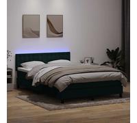 vidaXL Letto a Molle con Materasso e LED Verde Scuro 160x220 cm Velluto