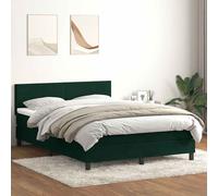 vidaXL Letto a Molle con Materasso e LED Verde Scuro 160x220 cm Velluto