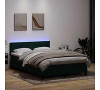vidaXL Letto a Molle con Materasso e LED Verde Scuro 160x220 cm Velluto