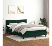 vidaXL Letto a Molle con Materasso e LED Verde Scuro 160x220cm Velluto