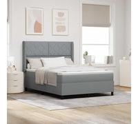 vidaXL Letto a molle con materasso e luce LED, grigio chiaro, 140 x 200 cm, copertura in tessuto con cerniera. Perfetto per un sonno moderno, ideale per la camera da letto, con testata regolabile e