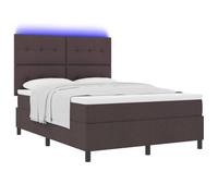 vidaXL Letto a molle con materasso e luci LED - Marrone scuro - 140 x 200 cm - Struttura in tessuto per la camera - Confezione imbottita moderna per adulti - Arredamento contemporaneo - Design elega